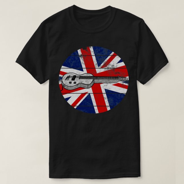 Lap Steel Guitar UK Flag Slide Guitarist British M T-Shirt (Design Front)