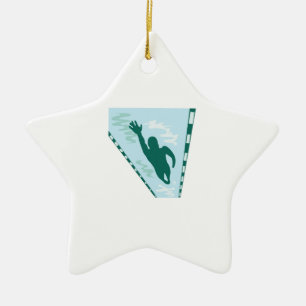 Lap Swimmer Ceramic Ornament