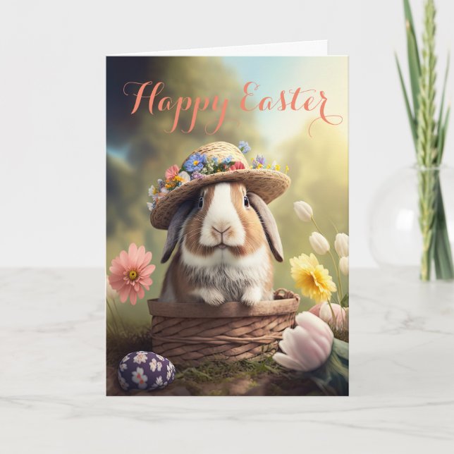 Lapin adorable dans une carte de vacances Casquett (Devant)