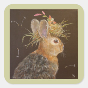 Lapin avec autocollants cardinaux de nidification