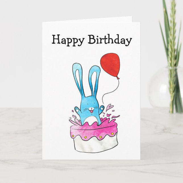 Lapin avec carte d'anniversaire de gâteau (Devant)