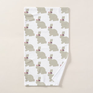 Lapin avec Fleurs Peinture Motif Serviette Ensembl