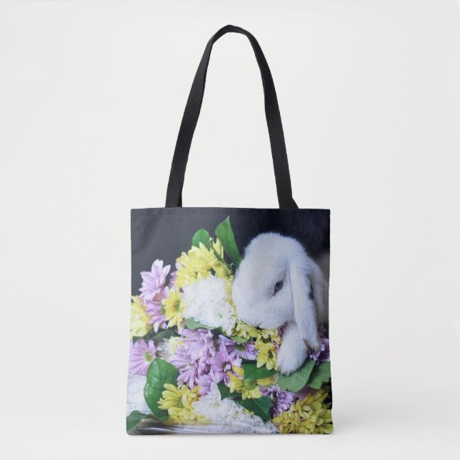 LAPIN AVEC LE SAC FOURRE-TOUT À FLEURS (Devant)