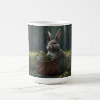 Lapin avec panier dans la Mug de Bois