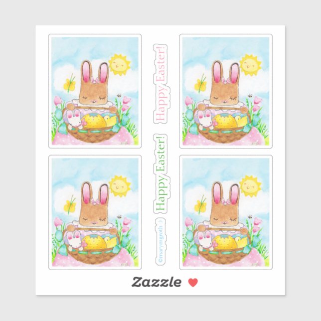 Lapin avec Sticker Panier (Feuille)