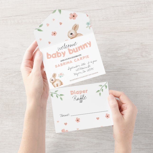Lapin Baby shower Party Invitation et Déchets (Déchirure)