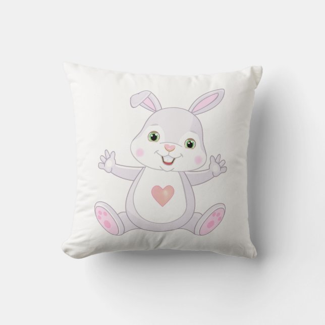 Lapin bébé mignon sur un coussin blanc (Recto)