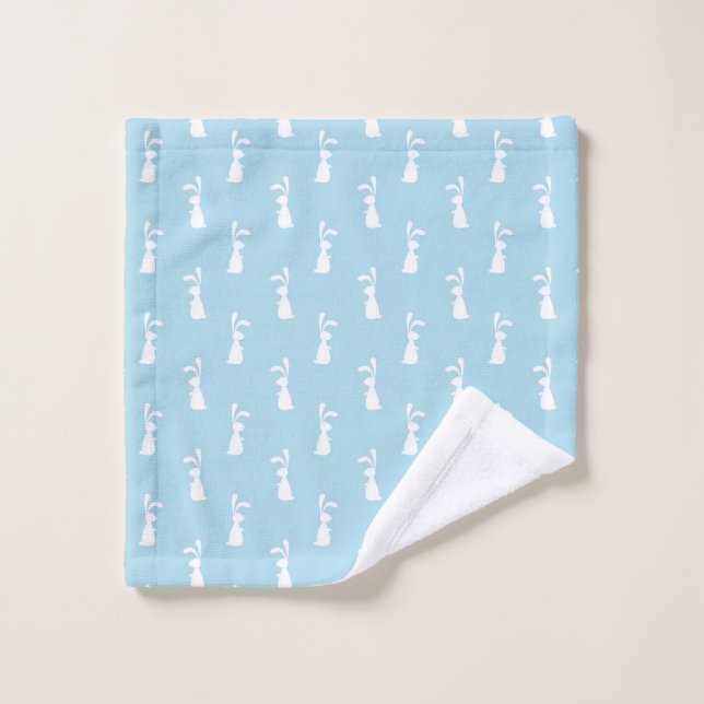 Lapin blanc de Pâques Ears Pastel Printemps bleu (Gant de toilette)