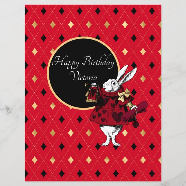 Lapin blanc en papier rouge de scrapbook d'anniver (Devant)