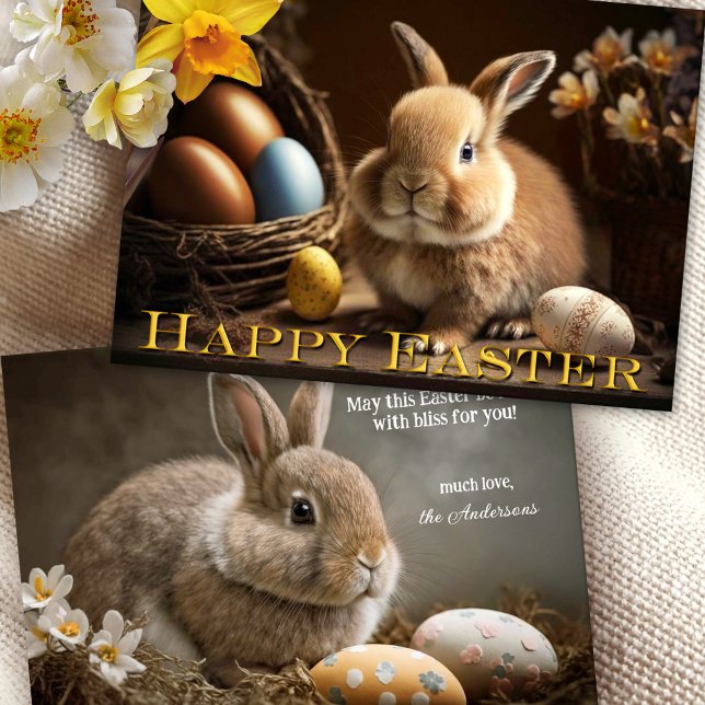 Lapin classique avec oeufs Bonne carte de Pâques (Créateur téléchargé)