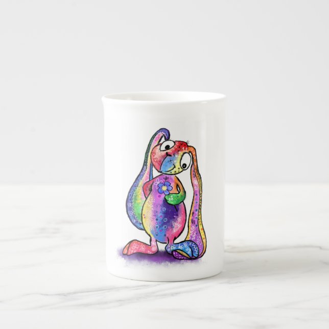 Lapin coloré avec Mug Fleur (Devant)