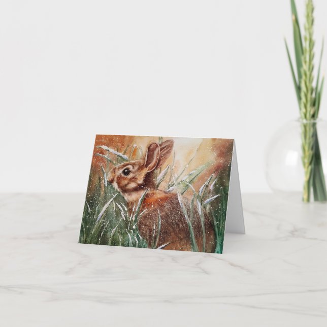 Lapin dans la carte de Noël de neige (Devant)