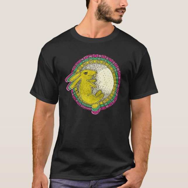Lapin dans la lune TShirt (rose/vert/jaune) (Devant)
