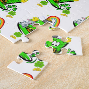 Lapin de la Saint-Patrick joyeuse Puzzles