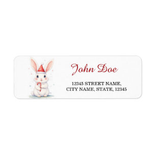 Lapin de Noël avec adresse de retour de canne à su