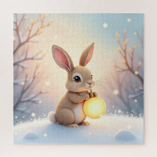 Lapin de Noël d'hiver Puzzle