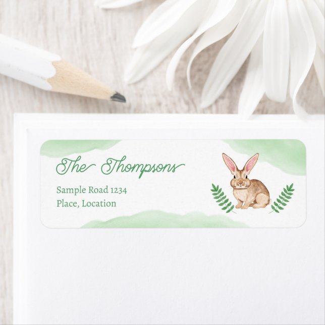 Lapin de Pâques à l'aquarelle marron avec printemp (En situation)