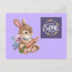 Lapin de Pâques avec Carte Postale de Carotte