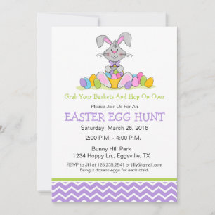 Lapin de Pâques avec Invitation de chasse aux œufs