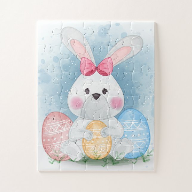 Lapin de Pâques avec Puzzle Oeufs de Pâques (30 os (Vertical)