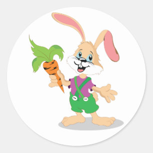 Lapin De Pâques Avec Stickers Carottes