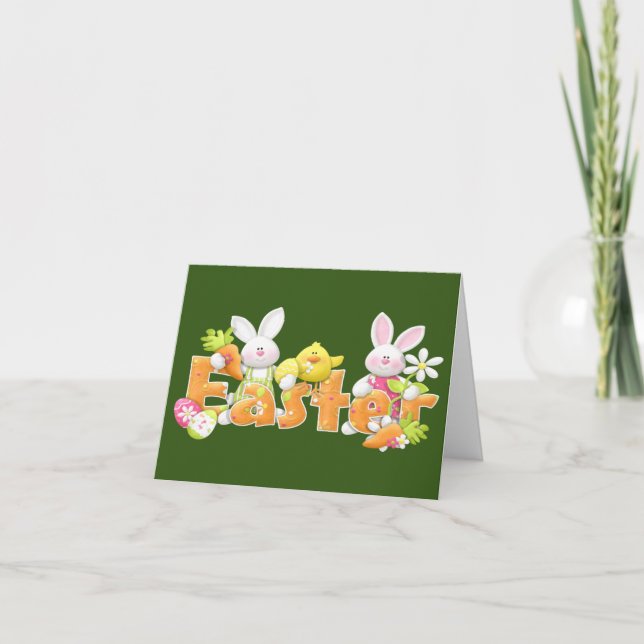 lapin de Pâques avec texte drôle Cartes de voeux (Devant)