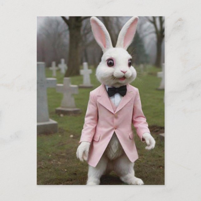 Lapin de Pâques bizarre dans une carte postale de  (Devant)