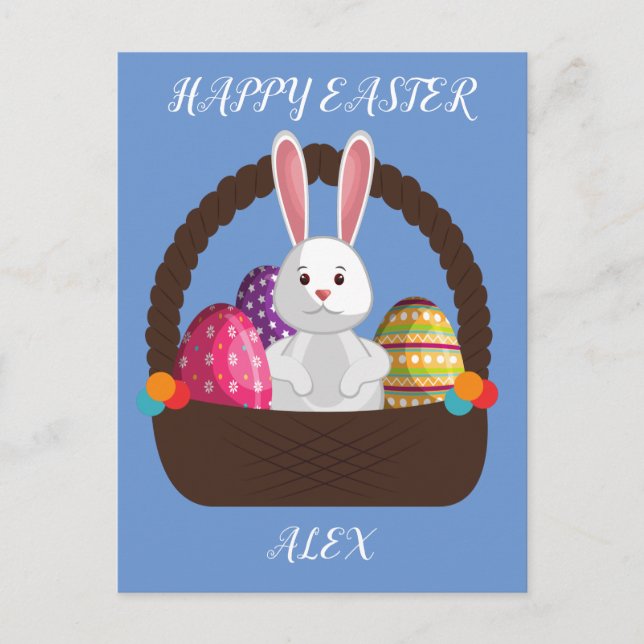 lapin de Pâques, carte postale personnalisée. (Devant)