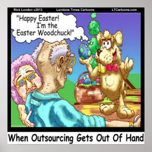 Lapin de Pâques Outsourcing Affiche Drôle