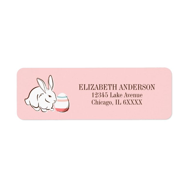 Lapin De Pâques Rose Et Étiquettes de adresse D'Oe (Devant)