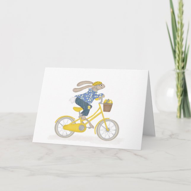 Lapin de Pâques sur sa carte de vélo (Devant)