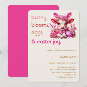 Lapin de Pâques Vache Invitation   Fête de Pâques 