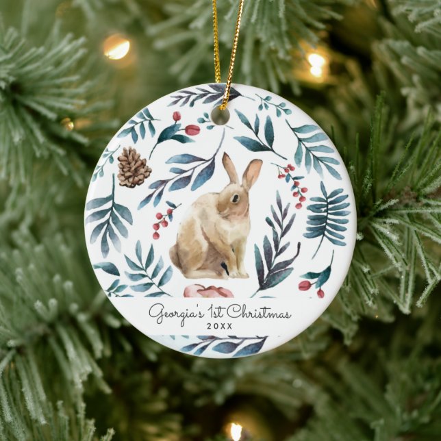Lapin d'hiver | Ornement de Noël personnalisé (Arbre)