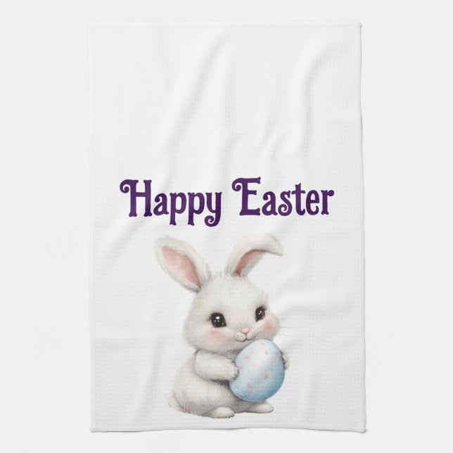 Lapin Doux Avec Serviette De Cuisine Oeuf (Vertical)