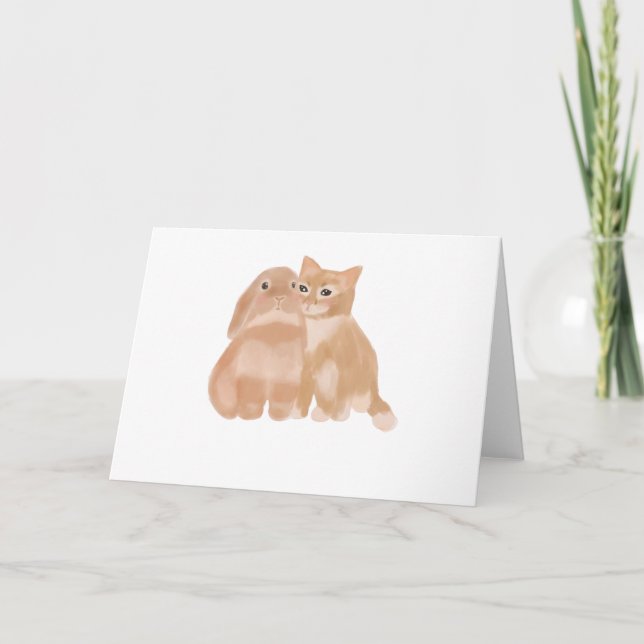 lapin et chat ! carte de voeux (Devant)