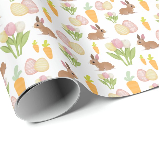 Lapin et oeufs Enveloppement de papier cadeau de P (Coin rond)