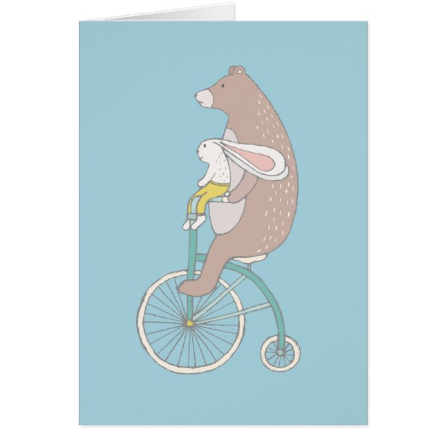 Lapin et ours Whimsical Riding a Bike Blank (Devant)