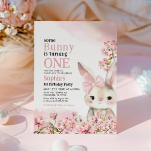 Lapin Floral Lapin 1er Invitation Anniversaire