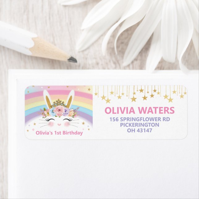 Lapin Lapin Anniversaire Fête Adresse de retour (En situation)