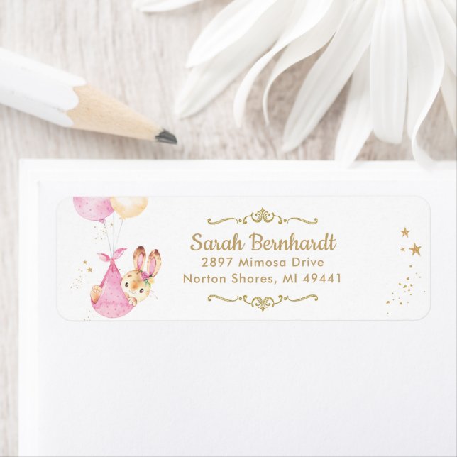 Lapin Lapin Fille Baby shower Adresse de retour Ét (En situation)