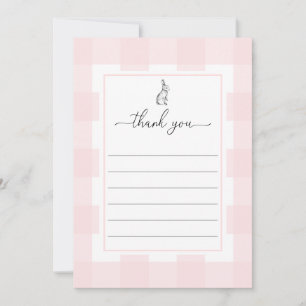 Lapin lapin rose En vichy Carte de remerciements p