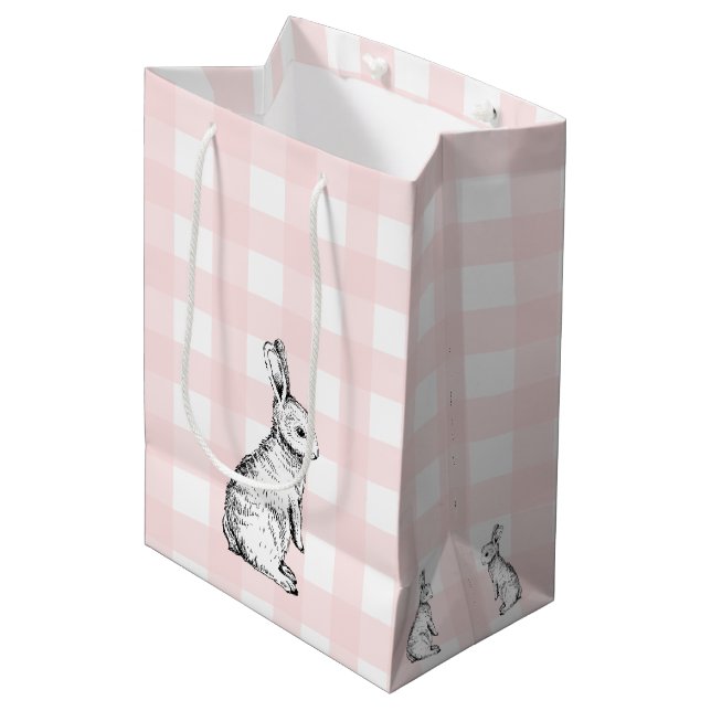 Lapin lapin rose En vichy sac cadeau (Devant Angle)
