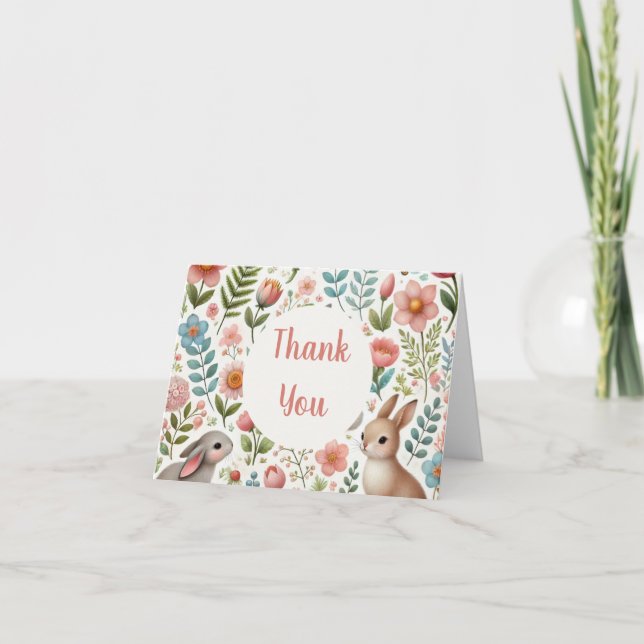 Lapin lapins et fleurs Merci (Devant)