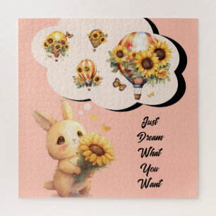Lapin Mignon Avec Puzzle Tournesol