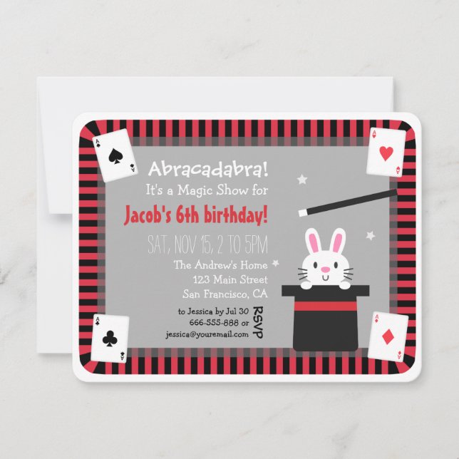 Lapin mignon dans les invitations magiques de fête (Devant)
