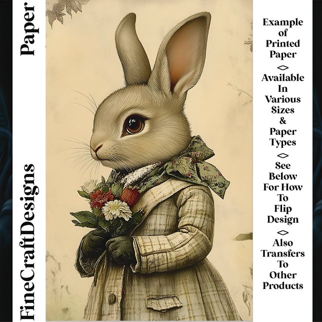 Lapin Mignon Habillé, Fleurs CK4 Papier Scrapbook (Créateur téléchargé)