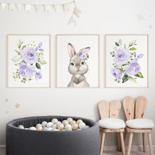 Lapin mignon, Lapin, Fleurs pourpres, Neutre Genre
