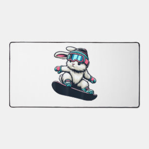 Lapin Mignon Réalisant un Tour de Snowboard Enfant
