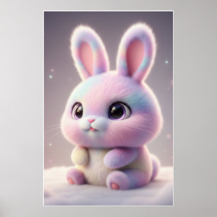 Lapin pastel mignon – Art de poster de lapin Kawai