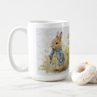 lapin pierre vintage avec fleurs Café Mug